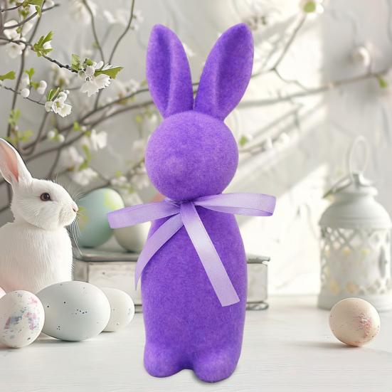Пасхальный кролик статуэтка отдельно стоящая пенопластовый кролик украшение искусственный мох кролик флокированный кролик фигурка центральный элемент для каминной полки обеденного стола