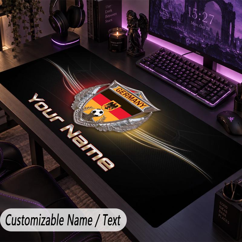 Custom Text Big Mousepad, Extended Desk Pad For Laptop Work GameGermany national football team