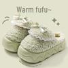 Женские плюшевые хлопковые тапочки 2025: Мягкая, на толстой подошве, увеличивающая рост и теплая домашняя обувь для осени и зимы