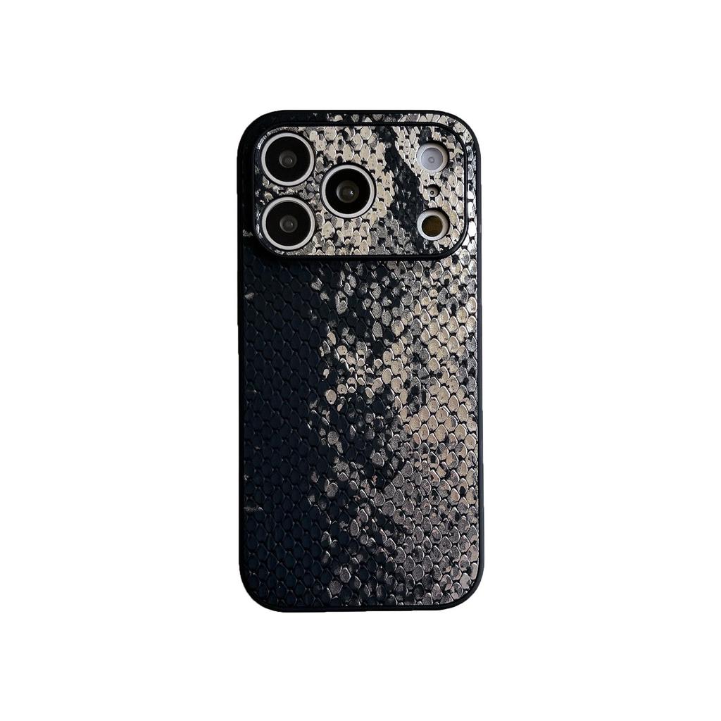 Гальванизированный чехол со змеиным узором для iPhone 16 Pro Max/17/15/14 с большим окном