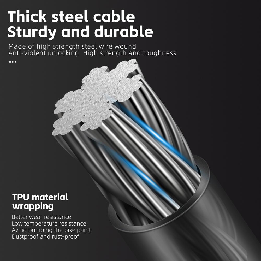 Bicycle Safety Lock Antifreeze Steel Cable Lock AntiTheft Elasticity Lock Road Bike Steel Wire Lock