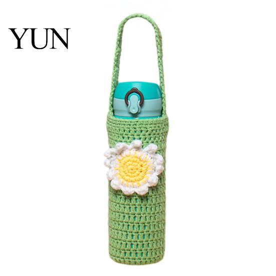 Reusable Glass Cup Protector Hand Crocheted Cover, Portable Elastic Wool Knit Sleeve, Breathable Hollow Sleeve Anti-Slip Protective Holder for