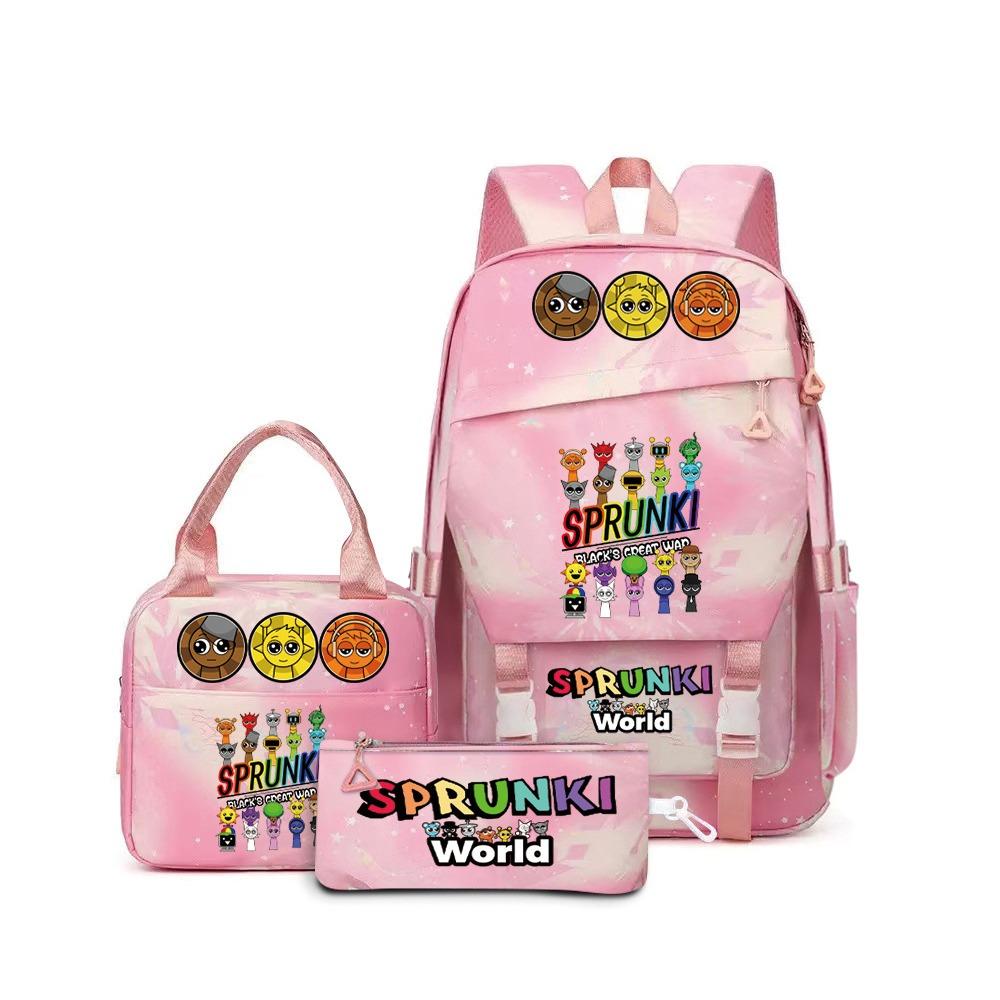 New Rhythm Box Sprunki Music Game Schoolbag Backpack Pencil Case Three-piece Set Student Heat Transfer Backpack D