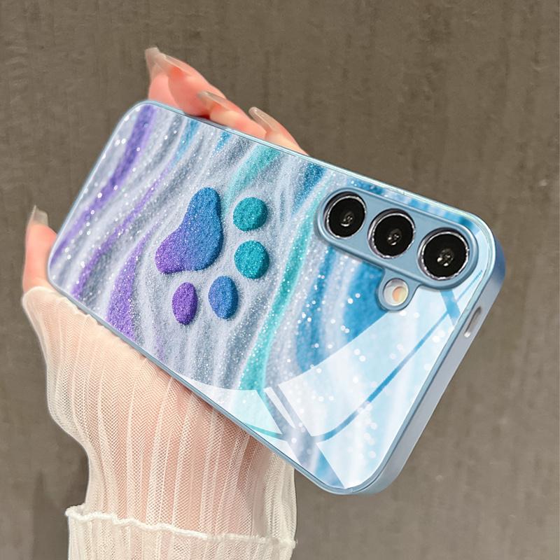 Милые и разноцветные отпечатки лап Изысканный чехол для телефона для Samsung Galaxy S26 S25 S24 S23 S22 FE Ultra Plus Мужчины женщины Встроенное стекло