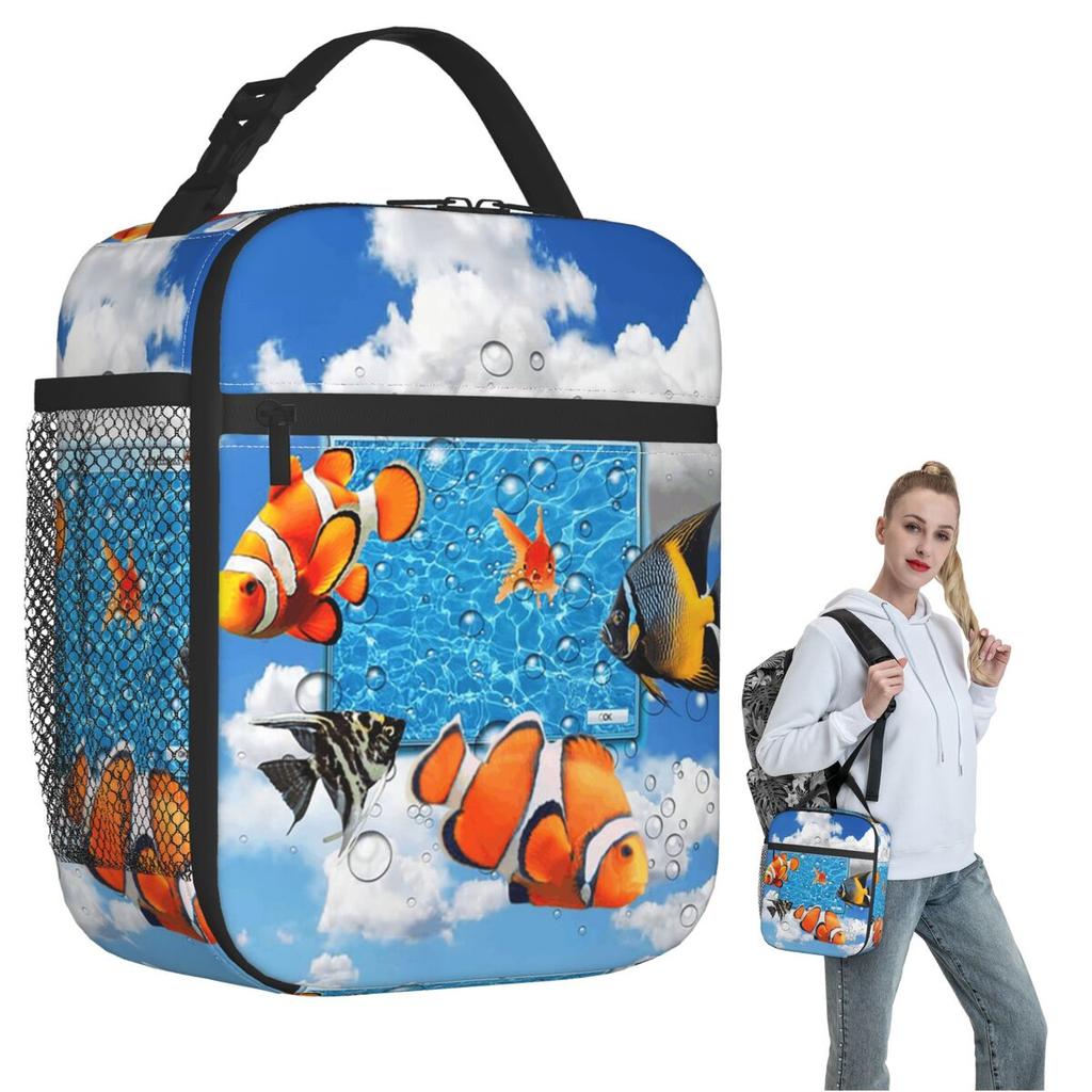 Термосумка для ланча Frutiger Aero Fish для женщин и детей, герметичные контейнеры для еды, термоланч-бокс, сумка-тоут