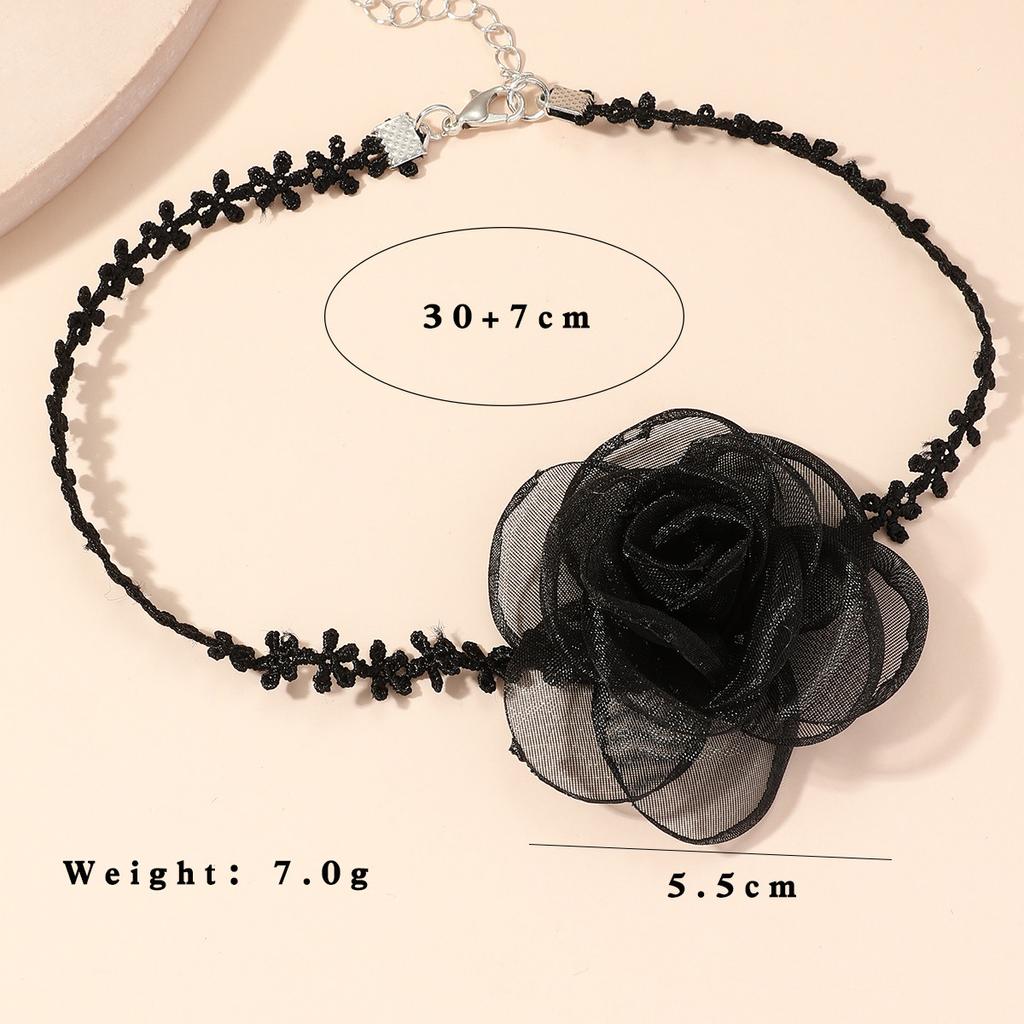 Черное колье-чокер с цветком для женщин, красное винтажное ожерелье с камелией, бархатное замшевое ожерелье, свадебное ожерелье-воротник для подружки невесты