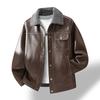 Mens Faux Leather Jacket With Fleece Lining Windproof Water Resistant Oversized Casual Coat Winter