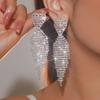 Luxurious Valentine's Shiny Diamond Heart Tassel Earrings for Women - Fashion Peach Heart Studs.