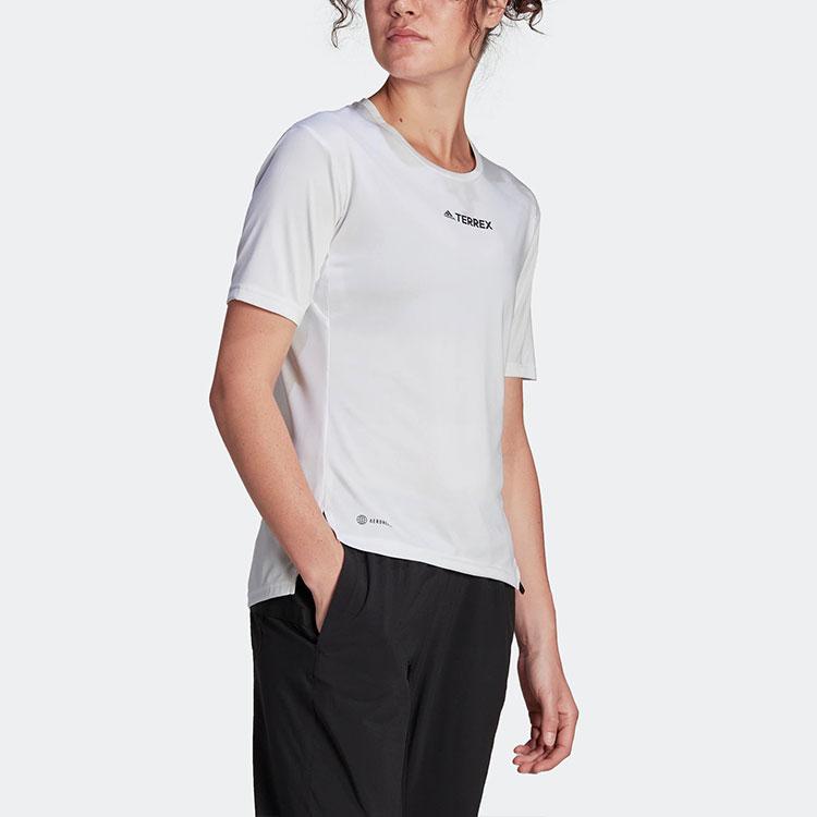 adidas Футболка Terrex W Mt для занятий спортом на открытом воздухе с круглым вырезом и короткими рукавами, белые женские топы H53387