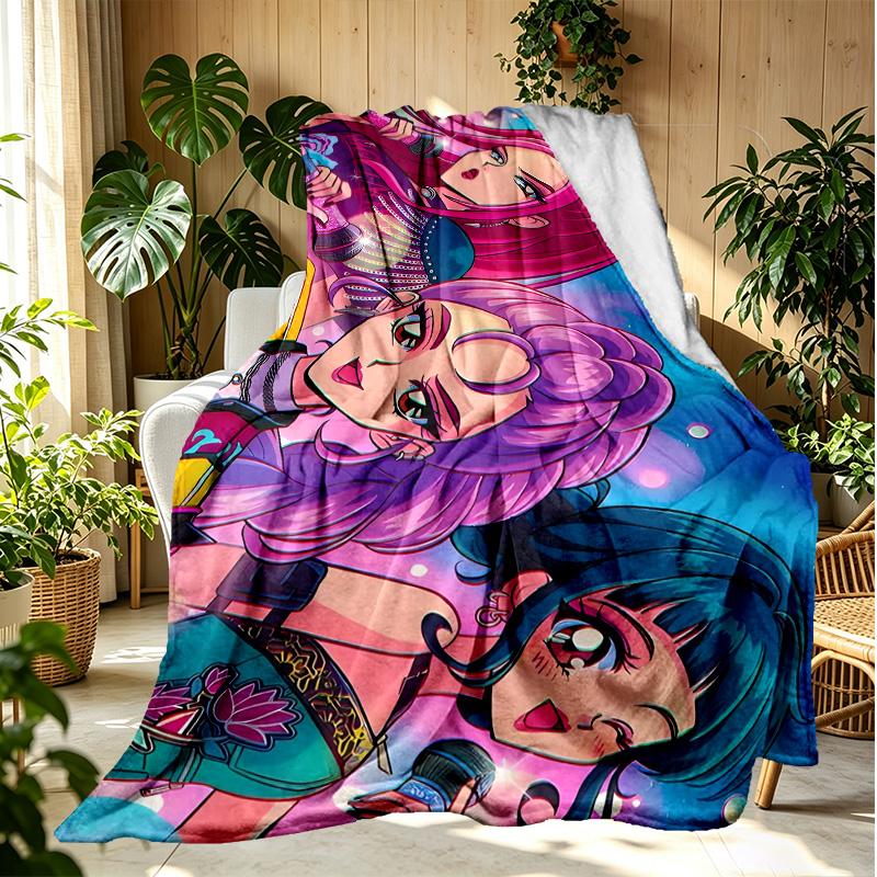 KPop Demon Hunters Pattern Blanket for Home Decoration, Bed, Sofa, Car Travel, Camping, Suitable for All Seasons, Birthday Christmas Gift