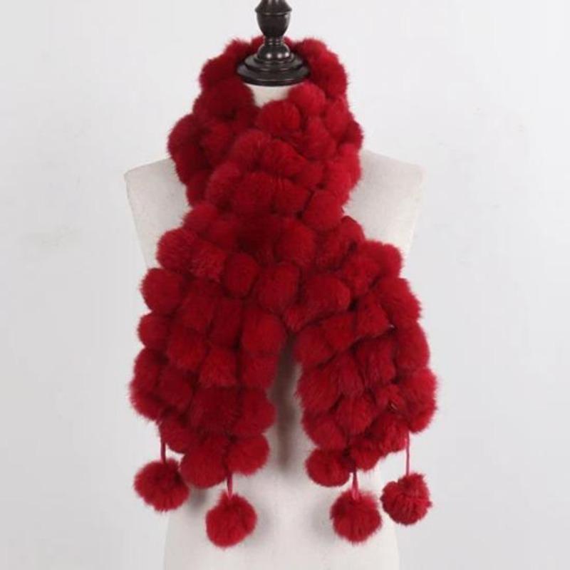 Women Winter Warm Rabbit Fur Scarf Hot Sale Natural Rabbit Fur Muffle Lady Scarves