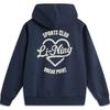 Li Ning Sports Lifestyle Series Letter Fleece Loose Hooded Pullover Long Sleeve Sweatshirt Women Sweatshirt Deep-Iris-Blue AWDU452-6