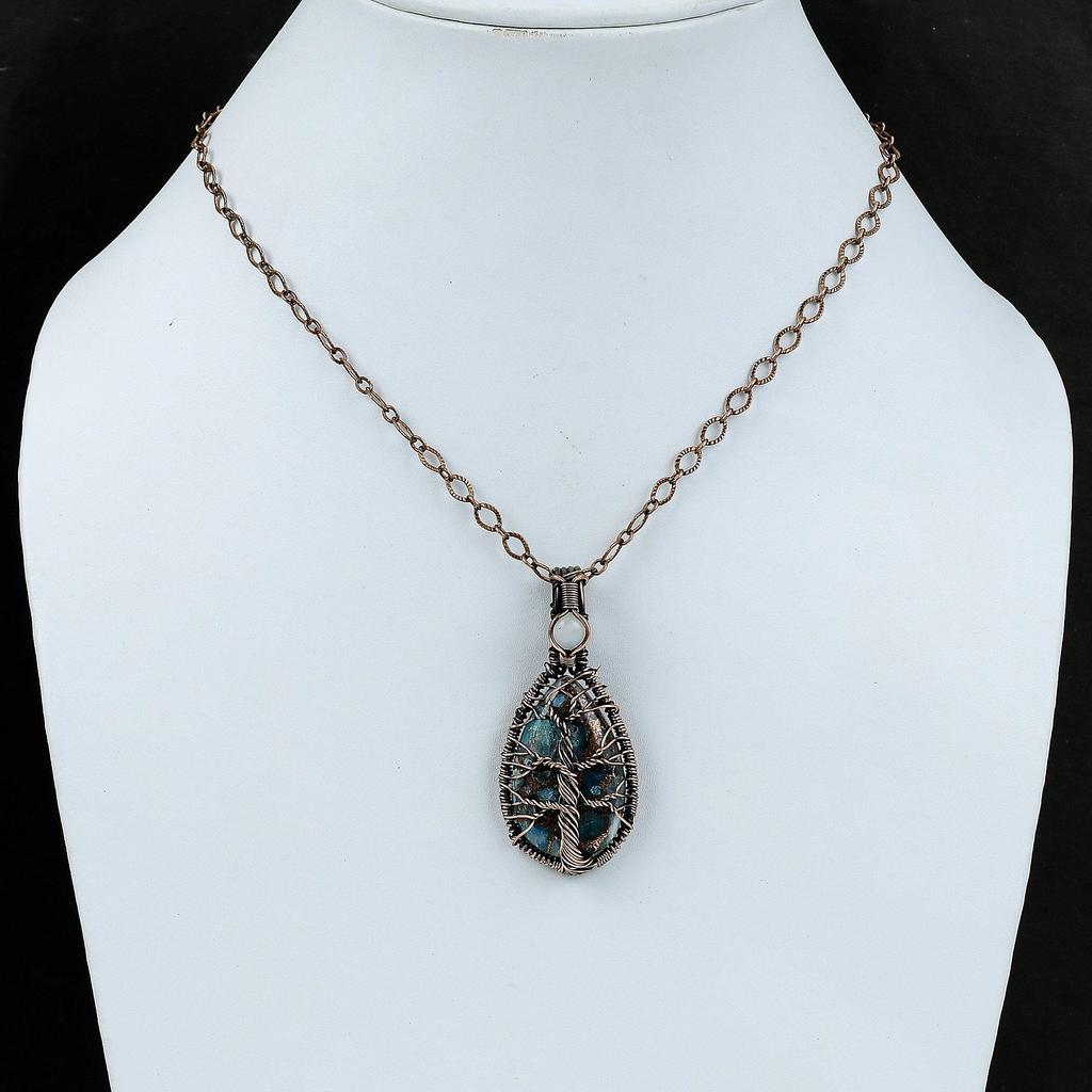 Подвеска из медного неонового апатита «Дерево жизни», ювелирное изделие из медной проволоки, подвеска из медной проволоки ручной работы, подвеска из радужного лунного камня, ювелирное изделие из драгоценных камней