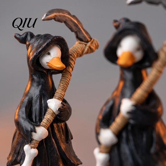 Tabletop Party Favors Halloween Figurines Table Decor, Cute Ghost Duck Ornament, Resin Statue Festive Window Displays Figurine for Centerpiece