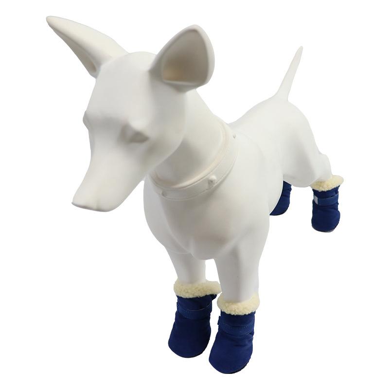 4 шт./лот зимняя толстая теплая обувь для собак мягкие плюшевые нескользящие водонепроницаемые зимние ботинки для щенков обувь для прогулок на открытом воздухе аксессуары для домашних животных