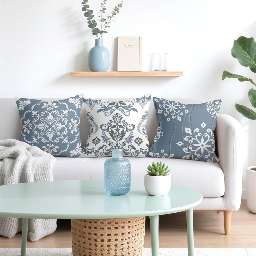 4Pcs Classic Damask Floral Pattern Printed Pillow Cover Polyester Cushion Case 2D Flat Printing Pillowcase Vintage Elegance Now