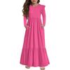 Girls' Tiered Ruffle Dress - Long Sleeve Printed Maxi With Pockets
