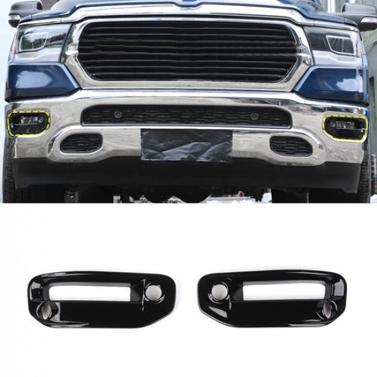Exterior Black Front Fog Light Lamp Cover Trim For Dodge RAM 1500 18+Accessories