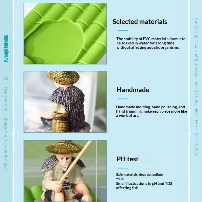 Bamboo Raft Floating Feeding Platform Handmade Fishing Ornament for Aquascape Miniature Landscape DIY Projects