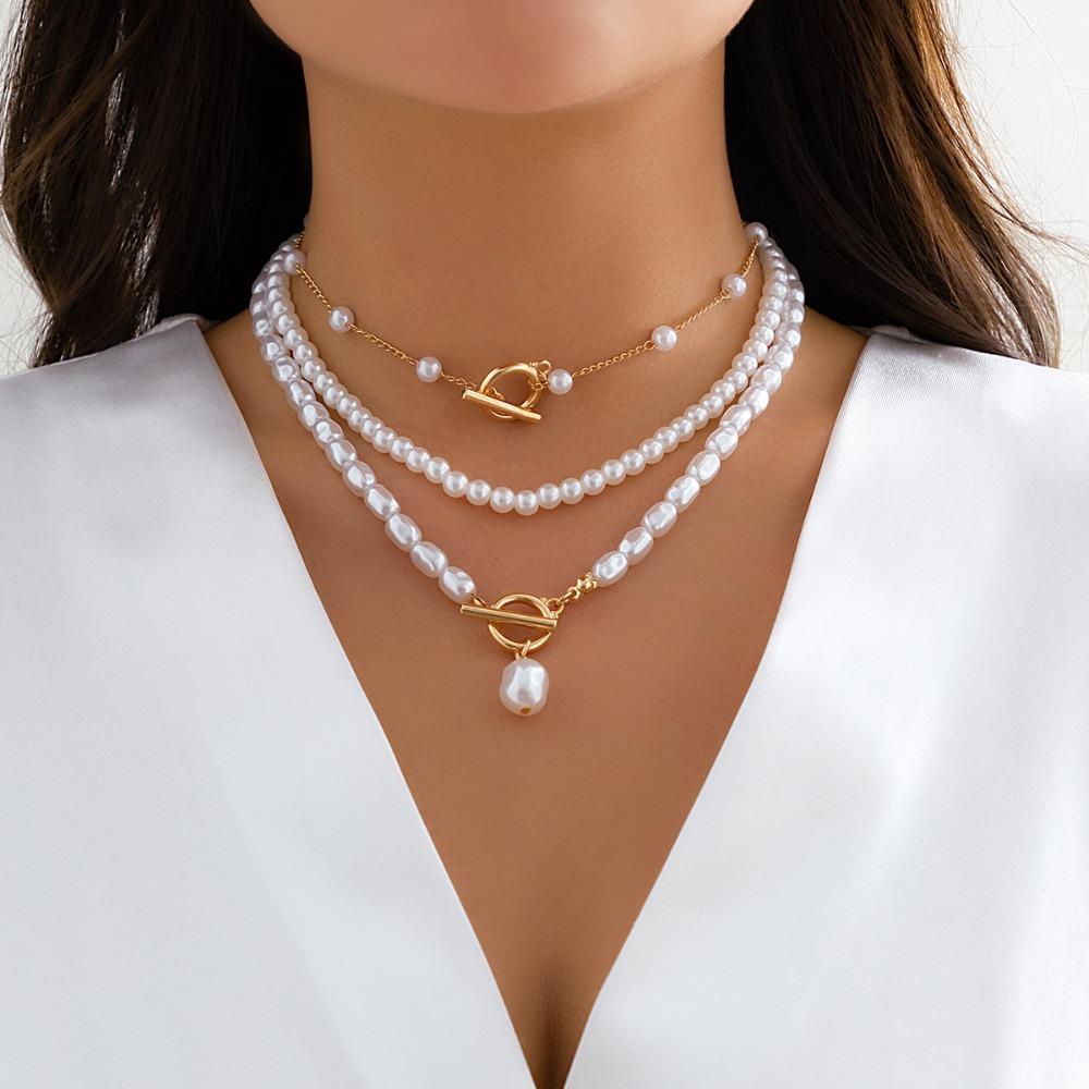 Temperament Pearl Necklace Simplicity Collarbone Collar Decoration Baroque Irregular Chain  Women