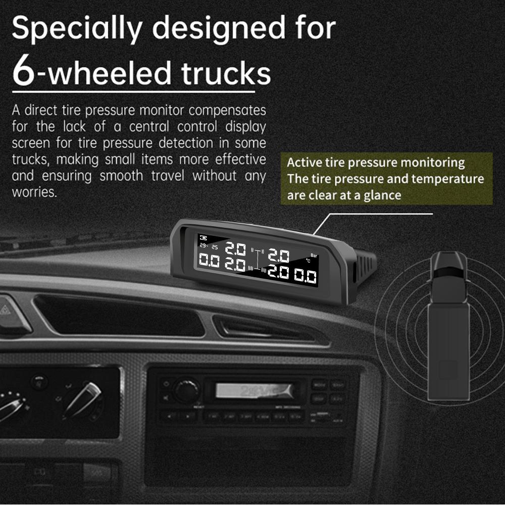 Автомобильный Грузовой TPMS Интеллектуальное Предупреждение о Температуре ЖК-Дисплей Система Мониторинга Давления в Шинах Автомобиля USB Питание от Солнечной Батареи 6 Внешних Датчиков