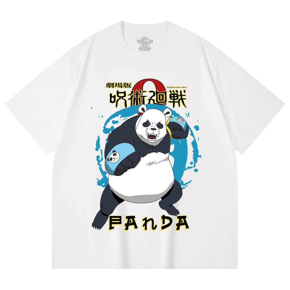 230 Gsm 100% Cotton Jujutsu Kaisen V62 Panda Print Unisex Heavy Cotton T Shirt