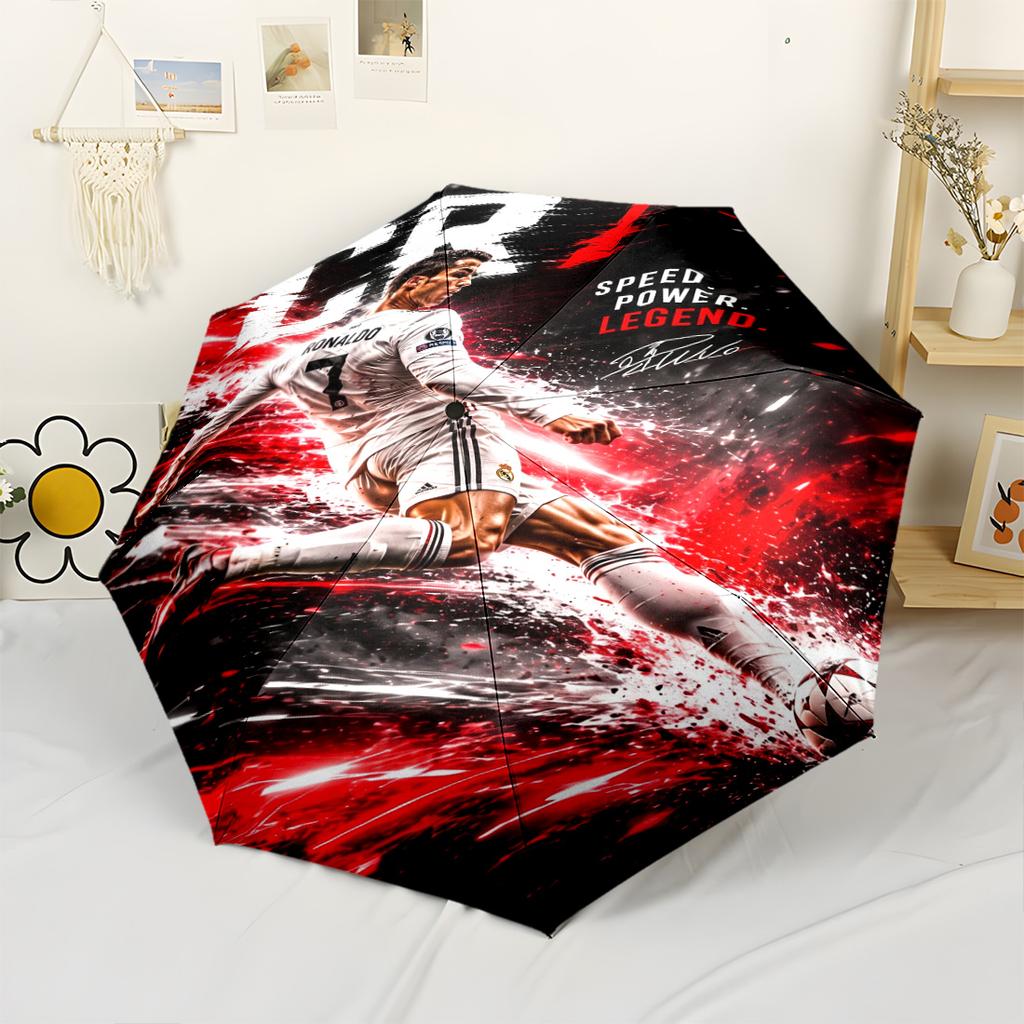 Ronaldo's Rise Above All Ambition Outdoor Automatic Umbrella Retractable Design with 8-Rib Durability Lightweight All-Season Umbrella for Travel