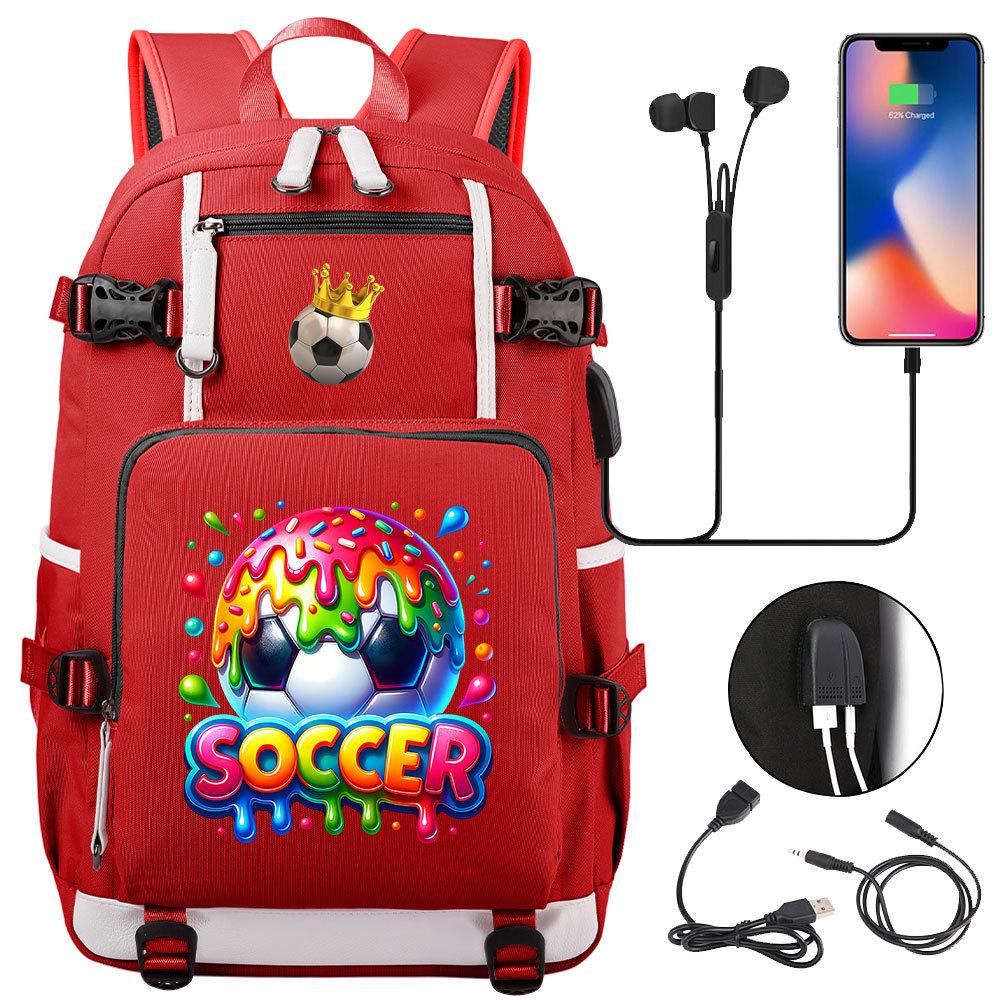 2026 Sports Soccer USB Large Capacity Backpack for Middle High School Students Travel Unisex