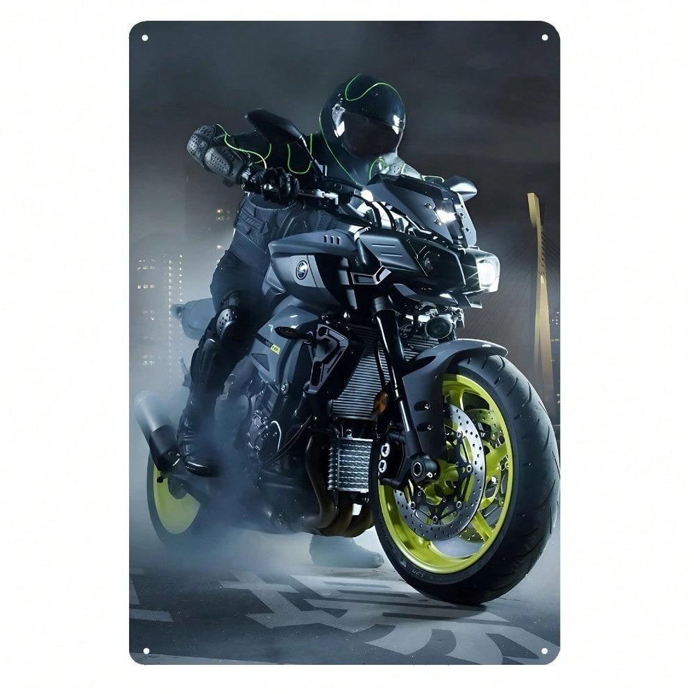 Винтажная металлическая жестяная табличка Yamaha MT10 20x30см Декор стены гаража бара
