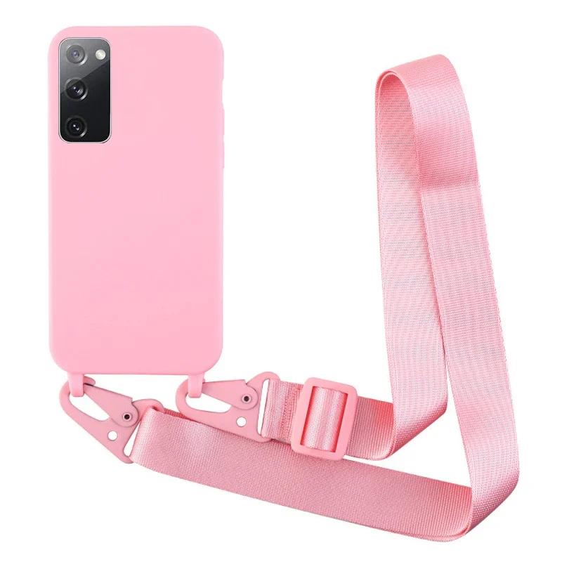 Crossbody Necklace Strap Lanyard Cord Case for Samsung S24 Ultra S23 S22 S10 S9 S8 Note20 Ultra Silicone Soft Back Shockproof Full Protection Cover