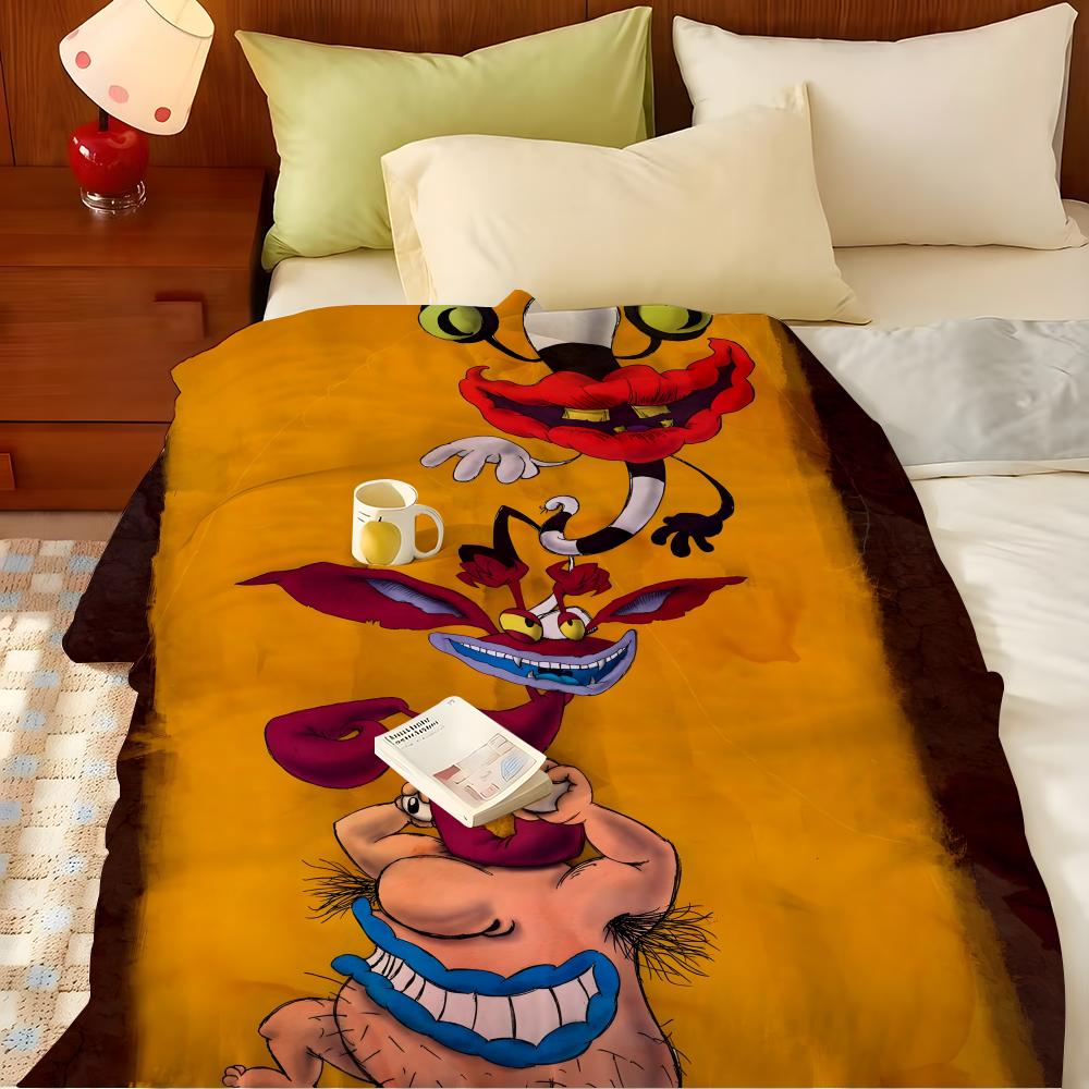 Мультяшное одеяло A-Aaahh Real M-Monsters, Фланелевое, Легкое, Уютное, Прочное, Стираемое, Милое, Крутое