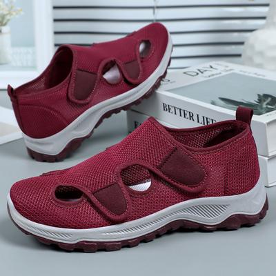 Новые женские нескользящие неутомляемые кроссовки на липучке для ходьбы повседневные кроссовки - полая дышащая сетчатая мягкая подошва дизайн модный удобный