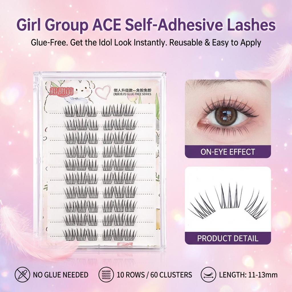 Self Adhesive False Eyelashes for Women Natural Curly Lightweight Comfortable Stage and Daily Use