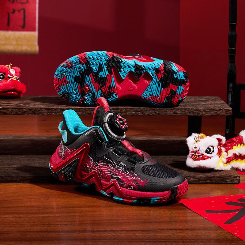 Anta Kids Non-Slip Low-Top Basketball Shoes Kids Sneakers Black Blue Red 312419957-1