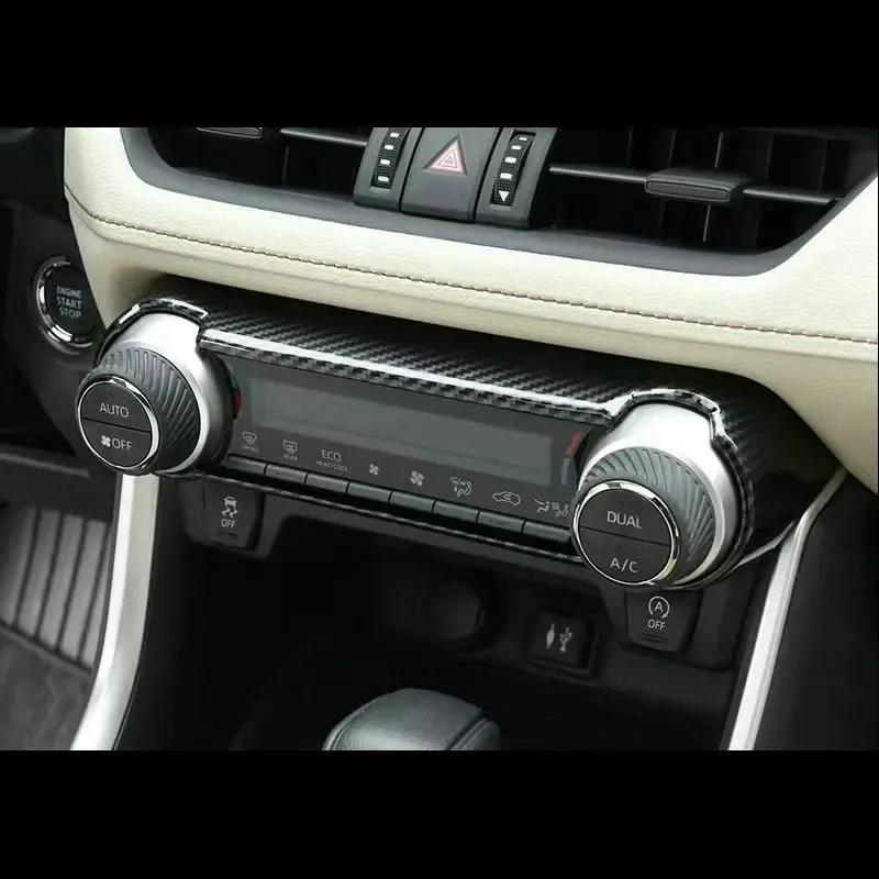 ABS Carbon Fiber Style Central Middle Air AC Conditioning Control Panel Cover Trim for Toyota RAV4 XA50 -2024 Interior Parts