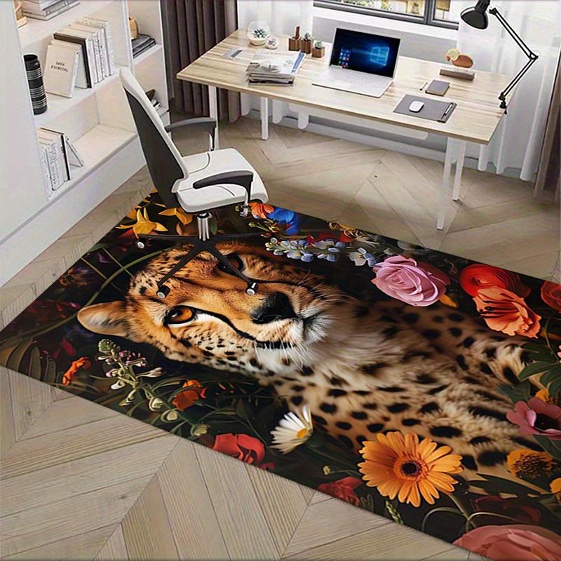 1pc Cheetah,Flowers,Nature Office Carpet Soft Polyester Non slip Machine Washable Indoor Carpet Livi