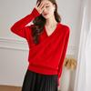 Women's 100% Pure Wool V-Neck Crossover Sweater