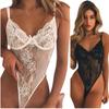 New Women's Fashion V-Neck Sleeveless Stretchy Halter One Piece Lace See Through Lingerie Plus Size Body Suits Tops
