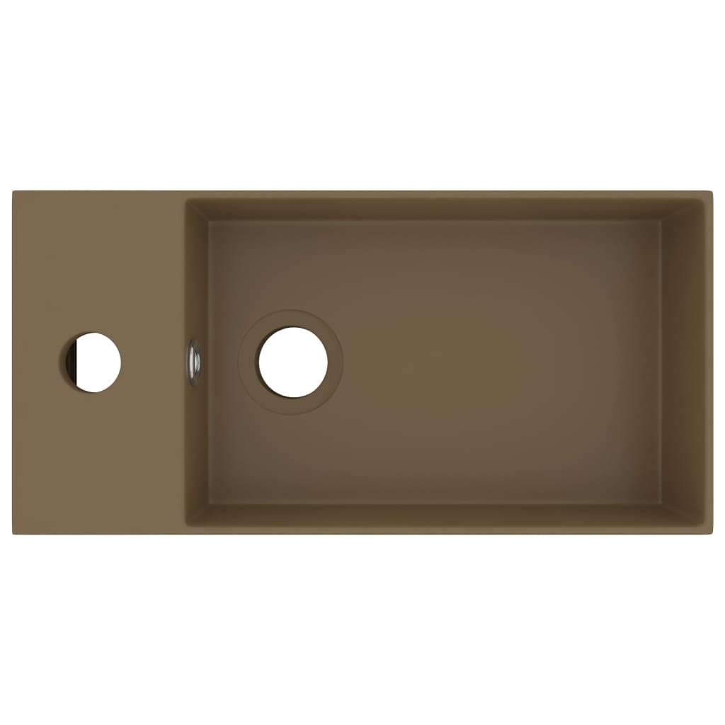 Bathroom Washbasin with Overflow Matte Cream Ceramic