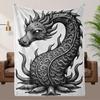 1pc Dragon Blanket - Soft Flannel Throw with Black Dragon Design, All-Season Cozy Bedspread or Couch Cover, Machine Washable