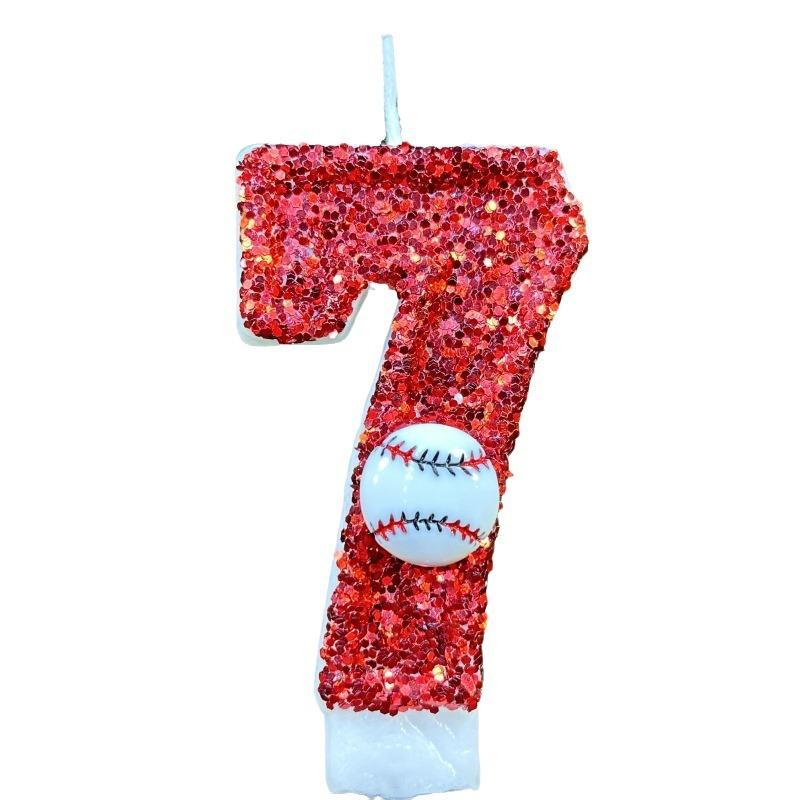Свечи для торта в виде цифр, украшения для вечеринки, восковые цифры для бейсбола, самодельные бейсбольные цифры