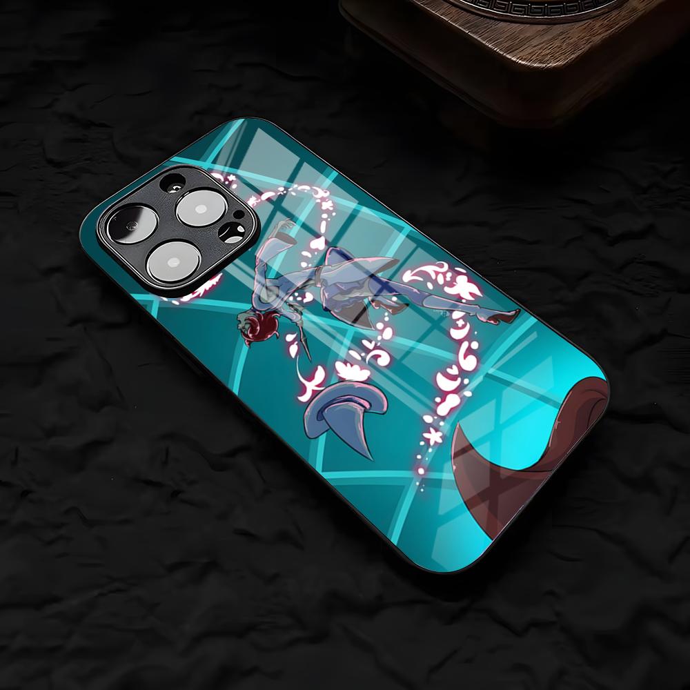 L-Little Witch Academia Phone Case For IPhone 17 Air 16 E Pro Max 15 14 13 Mini 12 Pro 11 Max Plus Black Glass Cover