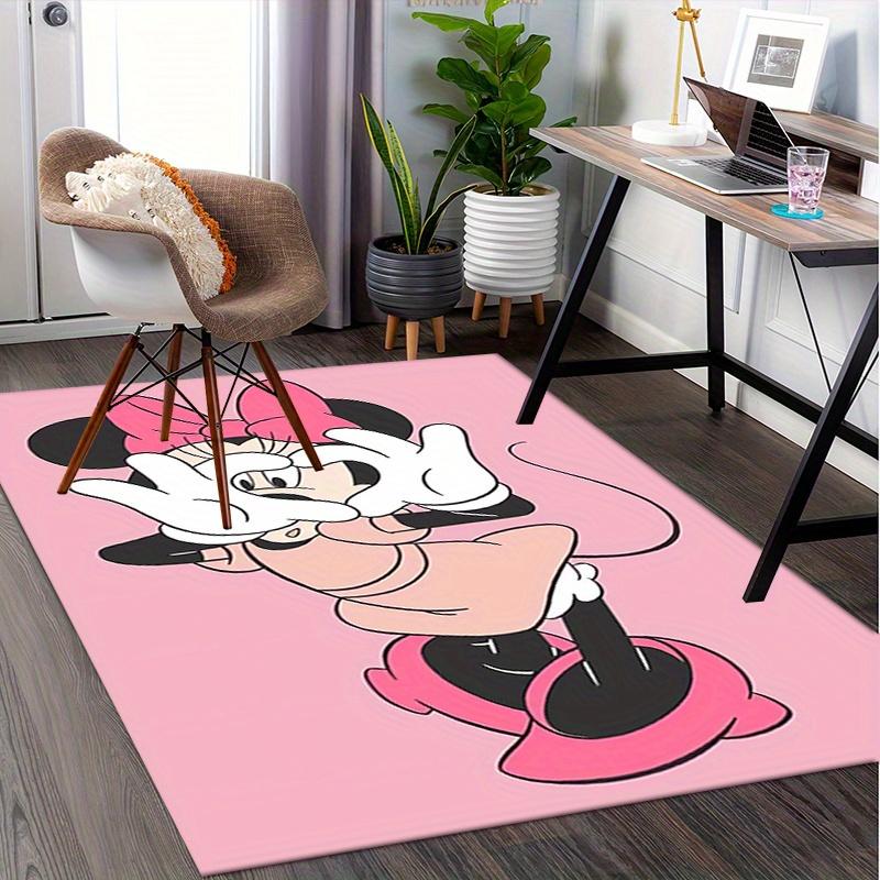 Office Rug Minnie Mouse, Pink Background theme 3D Printed Anti-Slip Rug-Machine Washable for Living Room