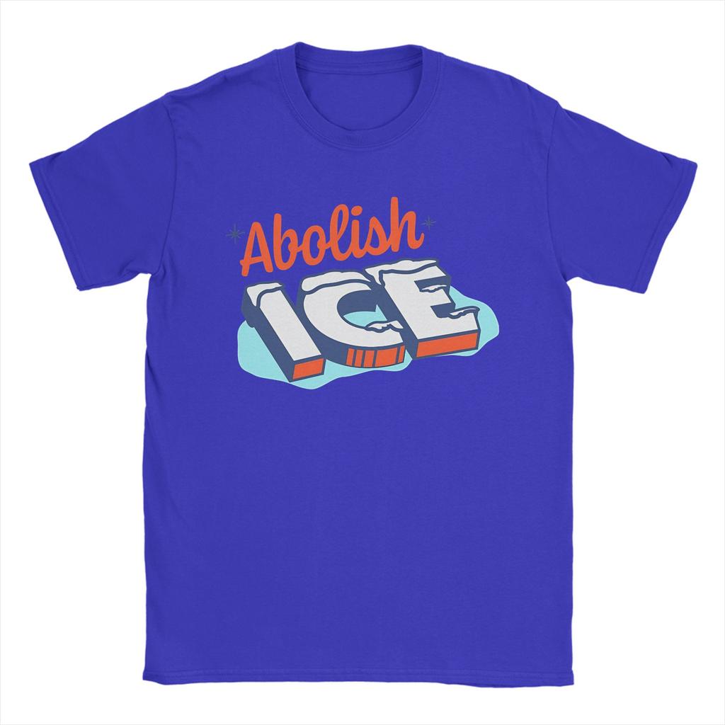 Men TShirt Abolish Ice Funny Design Fashion Pure Cotton Tee Shirt Short Sleeve T Shirts Round Neck Tops Plus Size