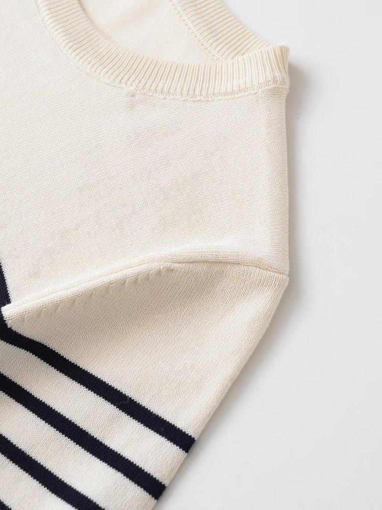 Spring 2026 European-American Style Women's Round Neck Striped Knitwear