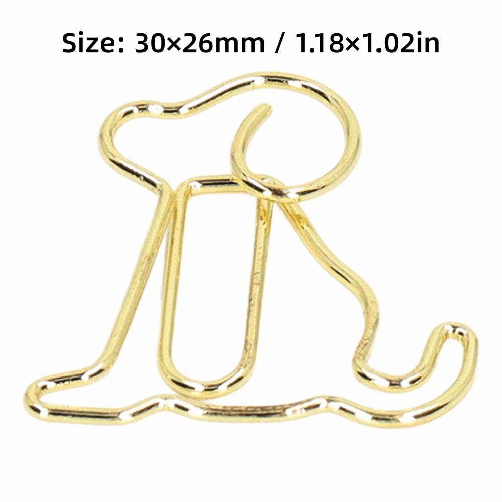 100Pcs Dog Shape Gold Paper Clips Gold Small Paper Clips Cute Paperclips Note Taking