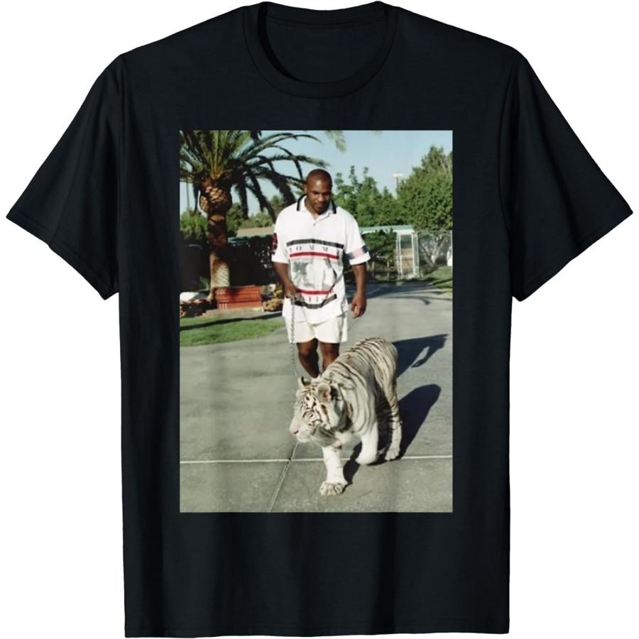 EdvenA Mike Boxing Tyson Tiger Legend Vintage Retro Graphic T-Shirt (Black, 2XL)