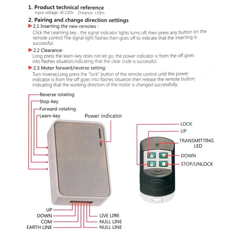 433Mhz Universal Remote Control Switch Smart Controller For The Garage Door Receiver Transmitter Rolling Shutter Tubular Motor