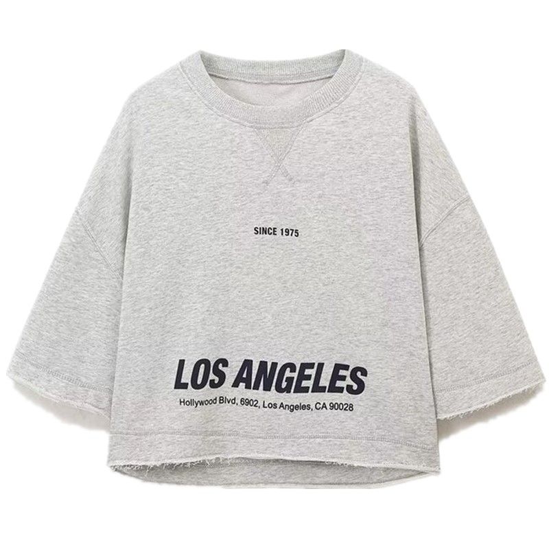 Fashion Style 2024 Summer New Arrival Women's Round Neck Short Sleeve Easiest for Match Printed Short Loose Sweater 0264361