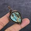 Republic Larimar Gemstone Handmade Copper Wire Wrap Jewelry Pendant 2.05" p1J34